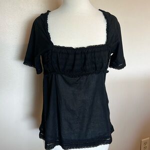 Vintage Xhilaration Black Eyelet Babydoll Top, Size Large, Excellent Condition!